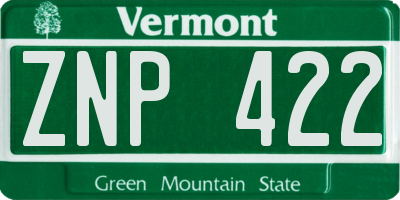 VT license plate ZNP422
