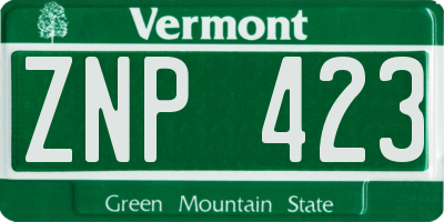 VT license plate ZNP423