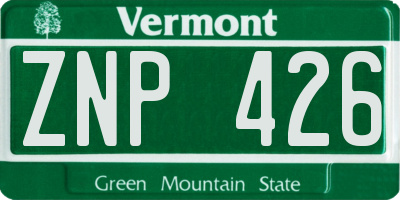 VT license plate ZNP426