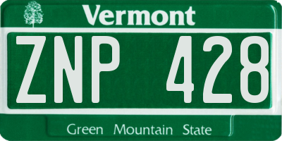 VT license plate ZNP428