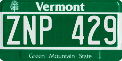 VT license plate ZNP429