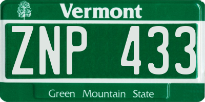 VT license plate ZNP433