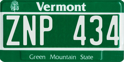 VT license plate ZNP434