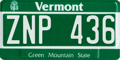 VT license plate ZNP436