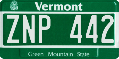 VT license plate ZNP442