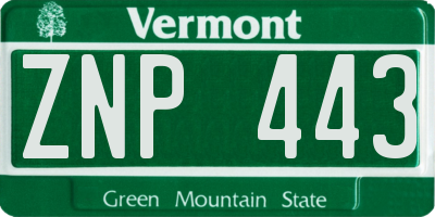 VT license plate ZNP443