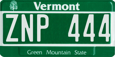 VT license plate ZNP444