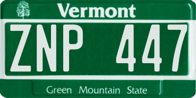 VT license plate ZNP447