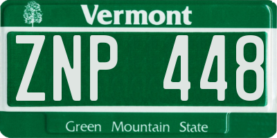 VT license plate ZNP448