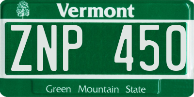 VT license plate ZNP450