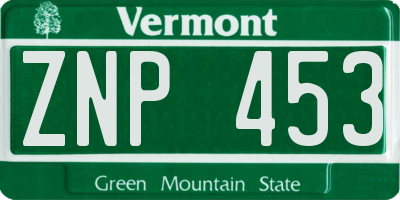 VT license plate ZNP453