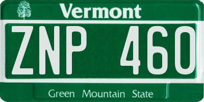 VT license plate ZNP460