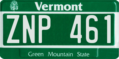 VT license plate ZNP461