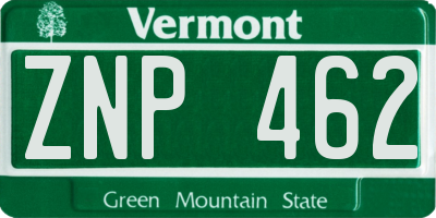 VT license plate ZNP462