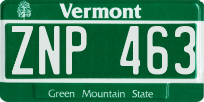 VT license plate ZNP463