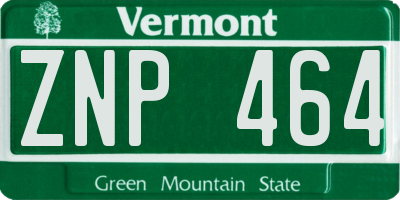 VT license plate ZNP464