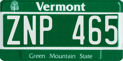 VT license plate ZNP465