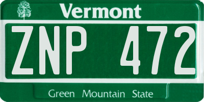 VT license plate ZNP472