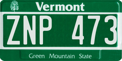 VT license plate ZNP473