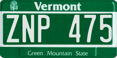 VT license plate ZNP475