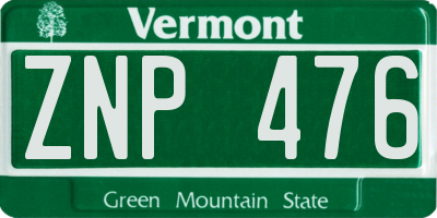 VT license plate ZNP476