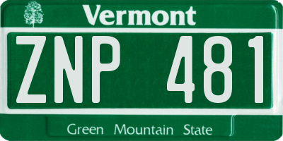 VT license plate ZNP481
