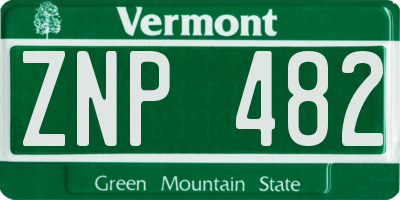 VT license plate ZNP482