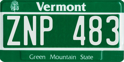 VT license plate ZNP483