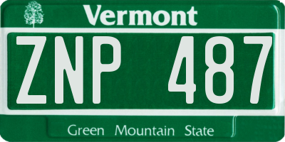VT license plate ZNP487