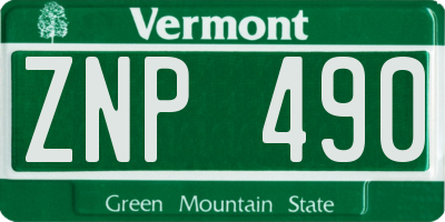 VT license plate ZNP490