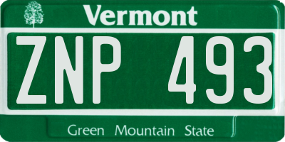 VT license plate ZNP493