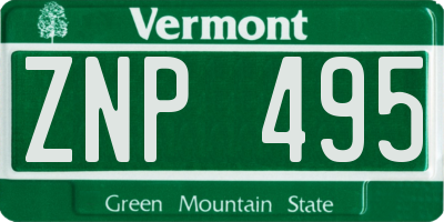VT license plate ZNP495
