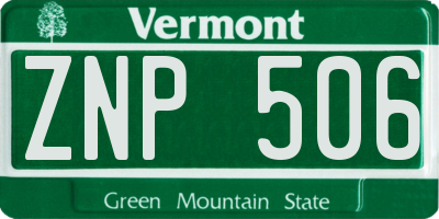 VT license plate ZNP506
