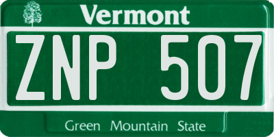 VT license plate ZNP507