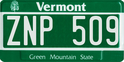 VT license plate ZNP509