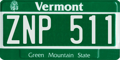 VT license plate ZNP511