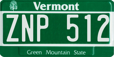 VT license plate ZNP512
