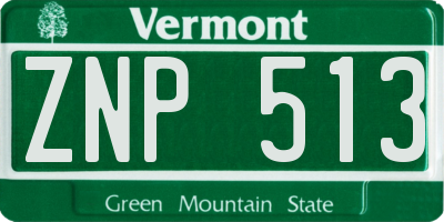VT license plate ZNP513