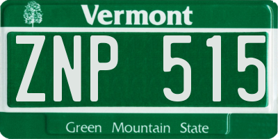 VT license plate ZNP515