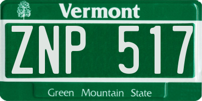VT license plate ZNP517