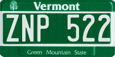 VT license plate ZNP522
