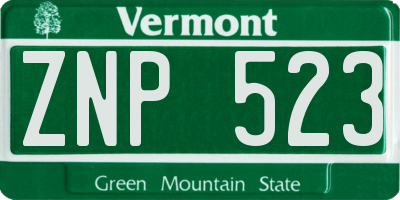 VT license plate ZNP523