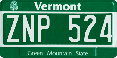 VT license plate ZNP524