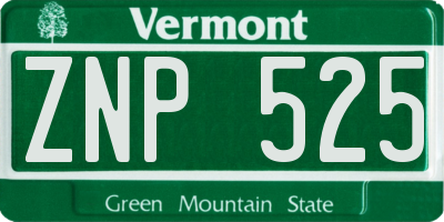 VT license plate ZNP525