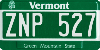 VT license plate ZNP527