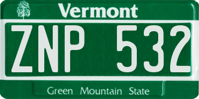 VT license plate ZNP532