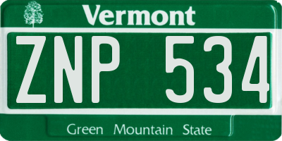 VT license plate ZNP534
