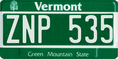 VT license plate ZNP535