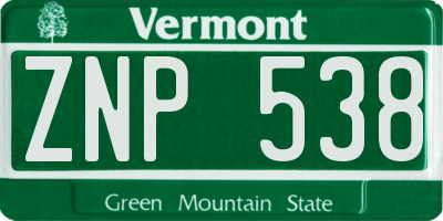 VT license plate ZNP538