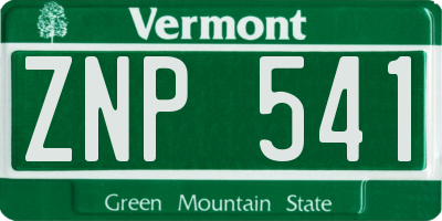 VT license plate ZNP541